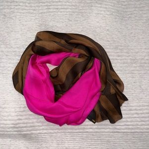 Fendi silk scarf brown and pink made in Italy